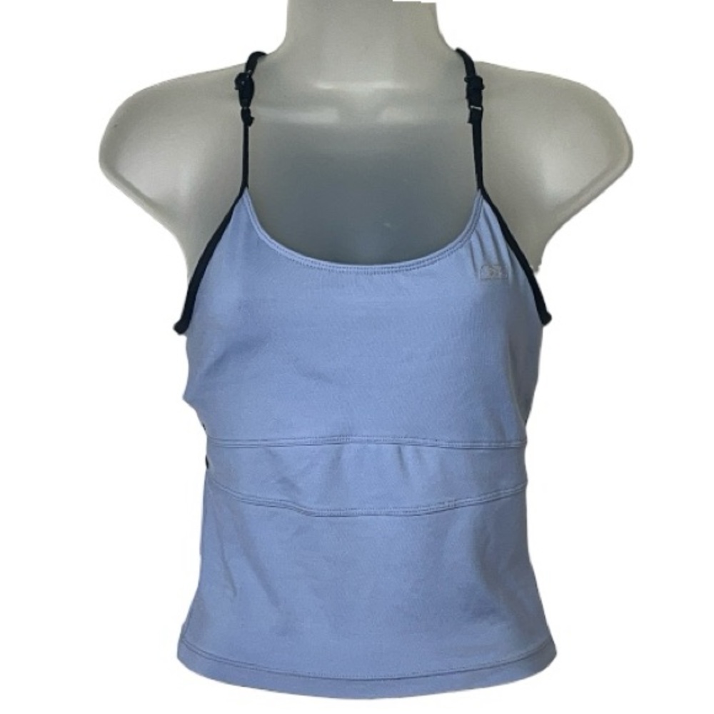 Y2K Reebok Play Dry Mesh Back Tank Top with Sports Bra Blue Black S Gym Sport